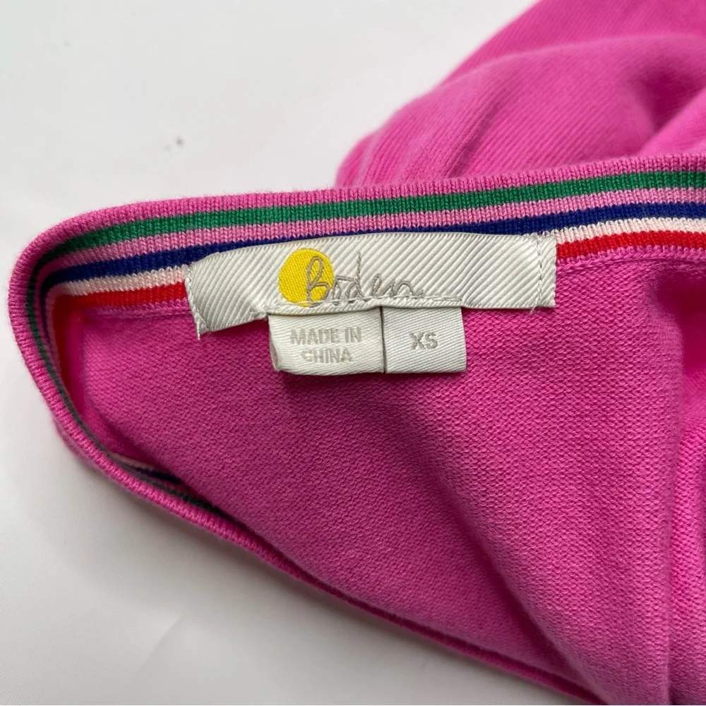 Boden Cotton Crewneck Cardigan Sweater Candy Pink Long Sleeve, Size XS - Picture 8 of 10
